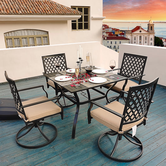 MEOOEM Outdoor Metal Swivel Rocker Chairs with Cushion