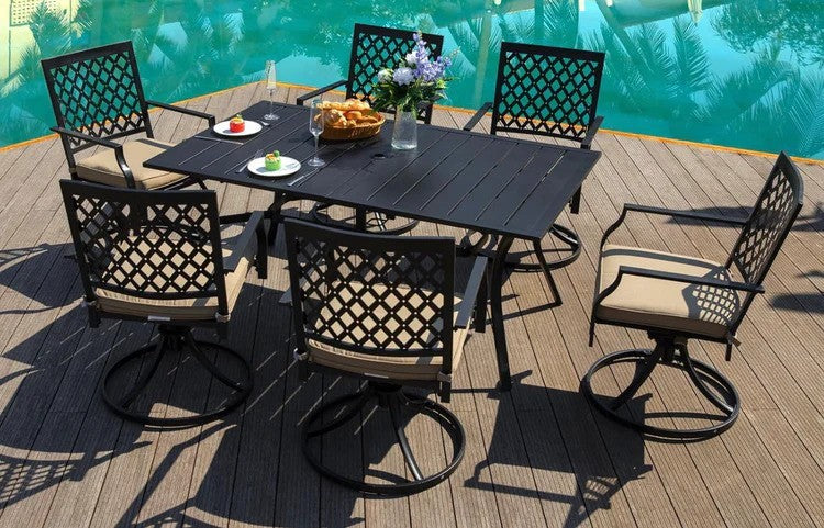 Patio Dining Set with Swivel Chairs