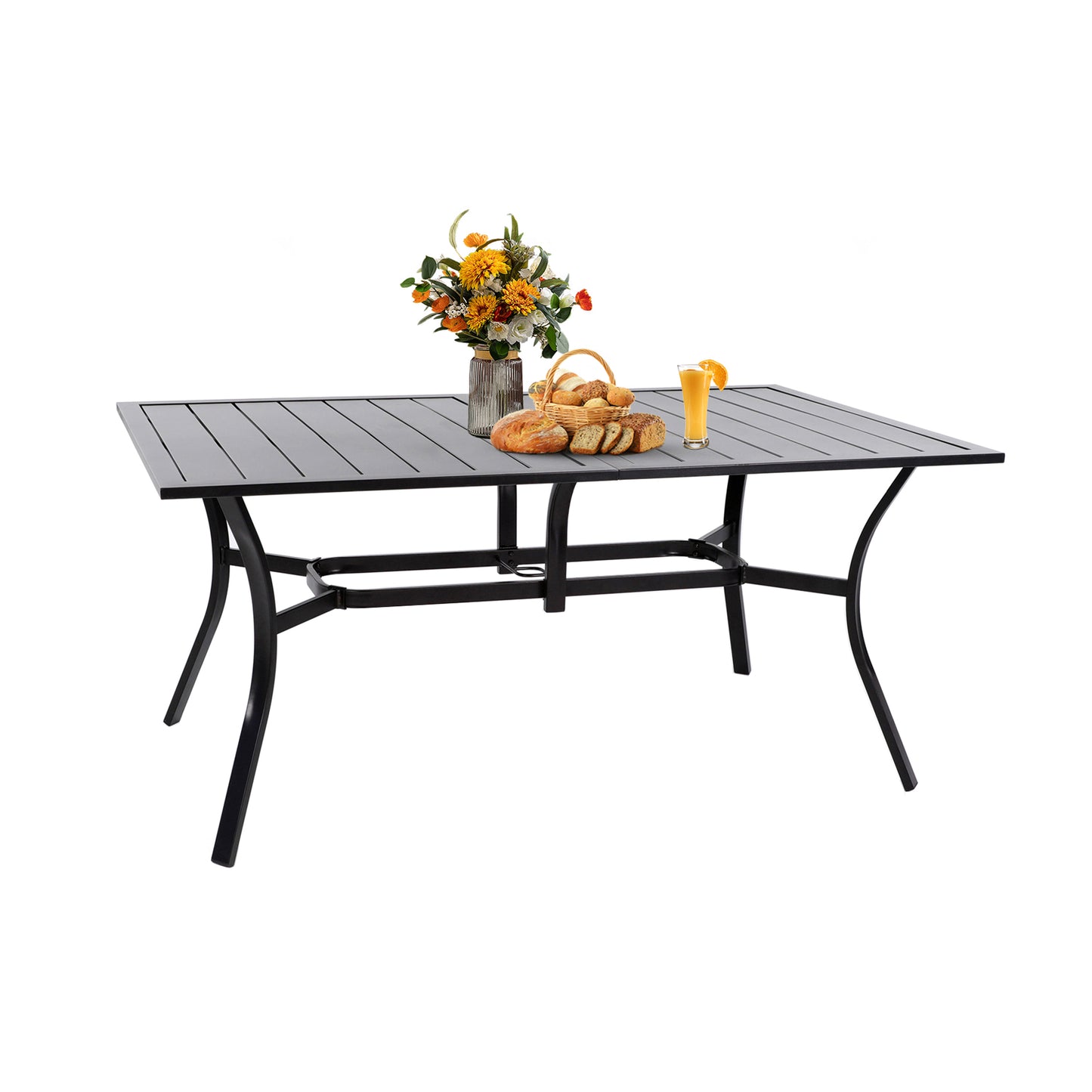 63" Rectangle Outdoor Patio Dining Table for 6 (1.57" Umbrella Hole)