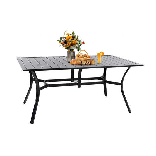 63" Rectangle Outdoor Patio Dining Table for 6 (1.57" Umbrella Hole)