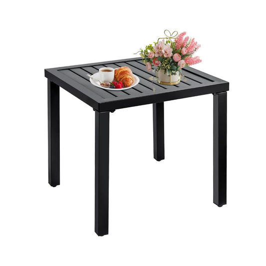 18.9" Black Patio Side Table, Metal Outdoor Bistro End Table