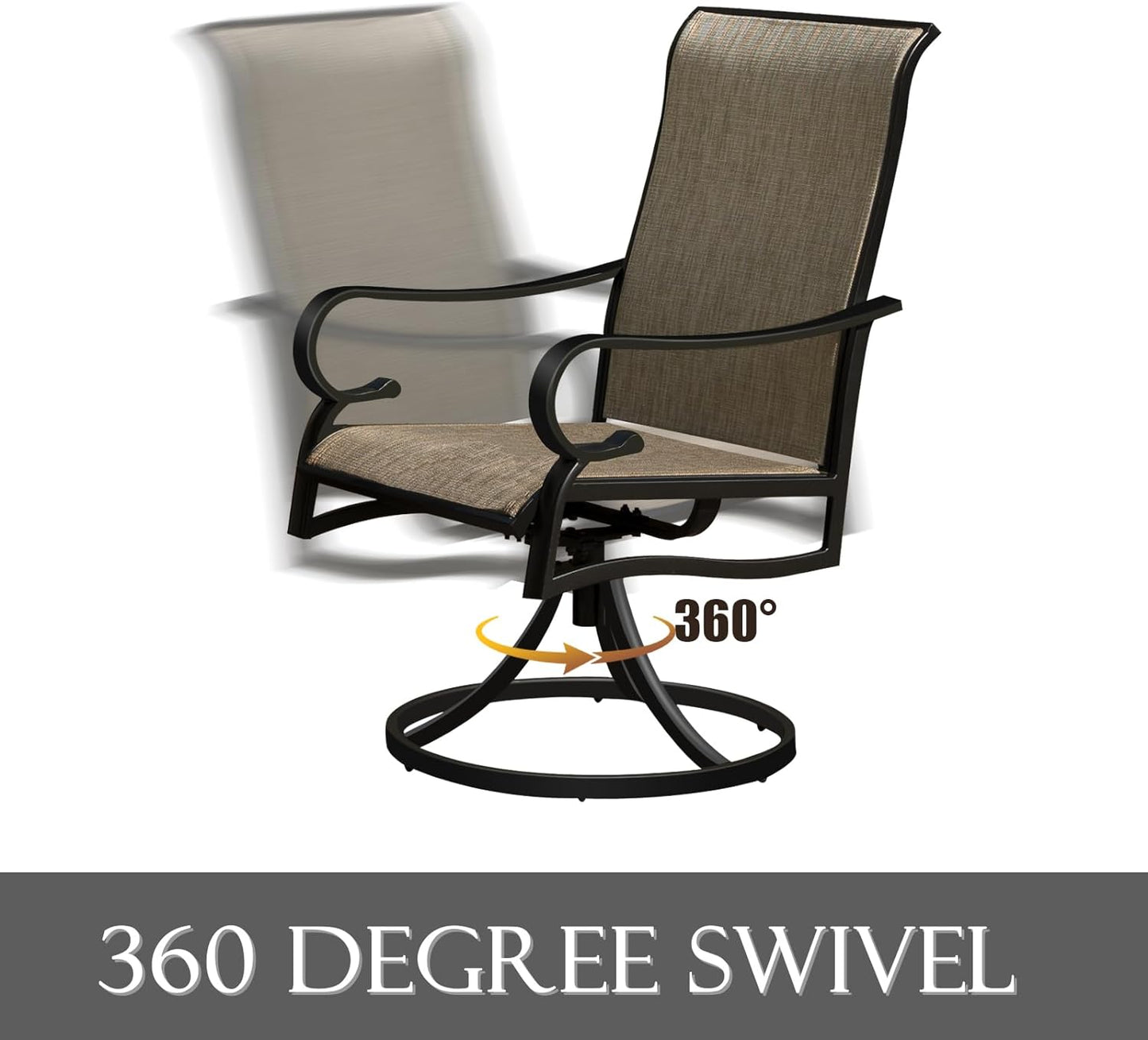 7-Piece Patio Dining Set with 6 Outdoor Swivel Chairs & 63" Rect Table (1.57" Umbrella Hole)