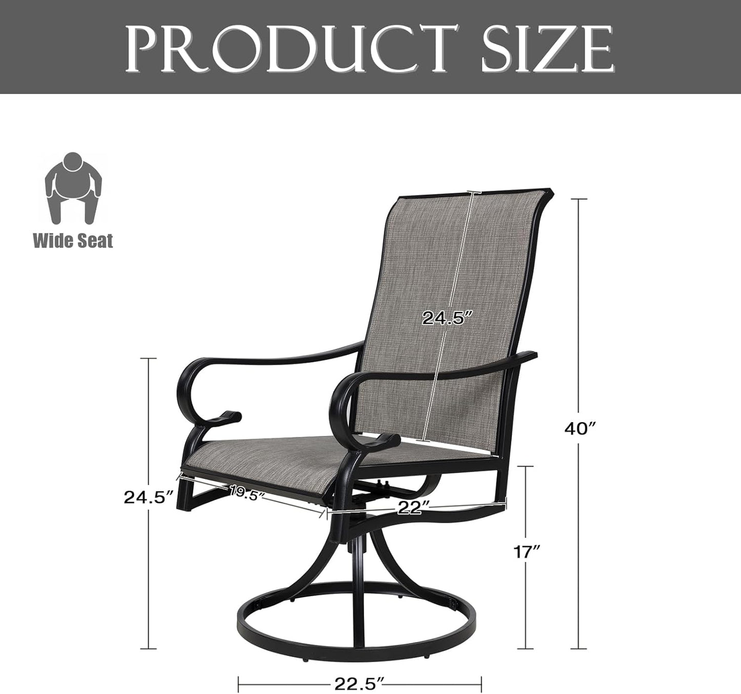 4 PCS Patio Dining Swivel Rocking Chairs Set of 4 Outdoor Textilene High Back Rocker Chairs for Outside Dinner Room Backyard Front Porch Pool Deck