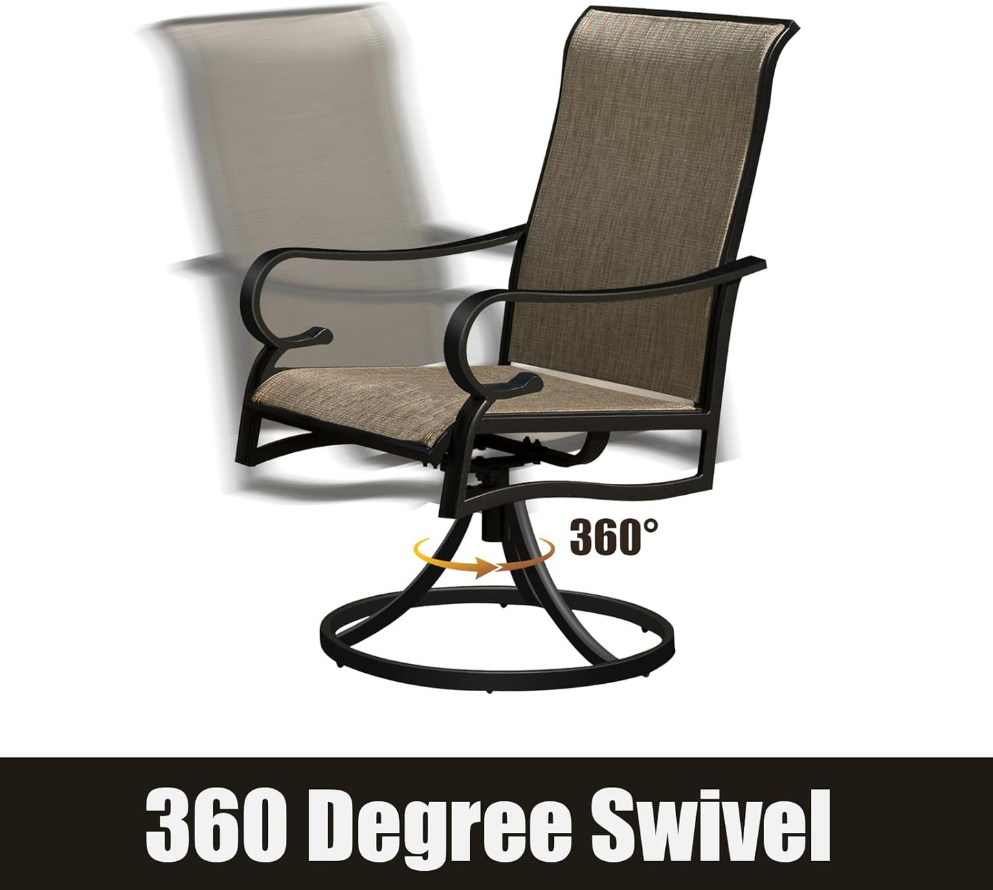 5-Piece Patio Dining Set with 4 Swivel Chairs & Square Table (1.57" Umbrella Hole)