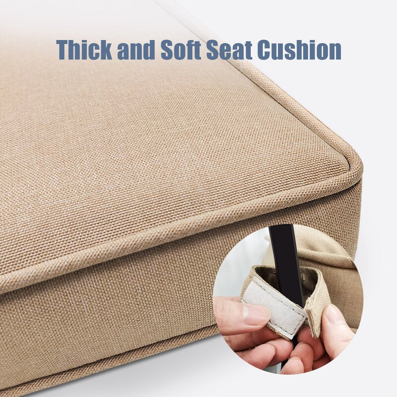 6-Piece Patio Dining Set with Bench, 4 Swivel Chairs with Cushions & 61.2" Park Bench & 63" Rect Table (1.6"-2" Umbrella Hole)