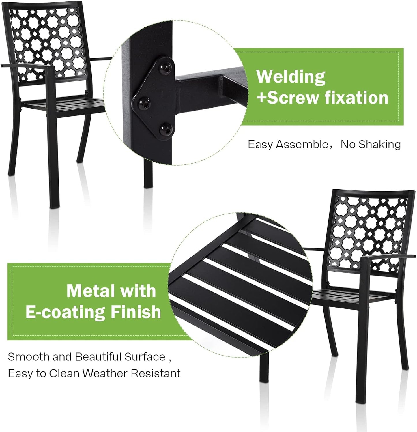 7-Piece Patio Dining Set, 6  Stackable Chairs & 63” Rect Table (1.6"-2" Umbrella Hole)