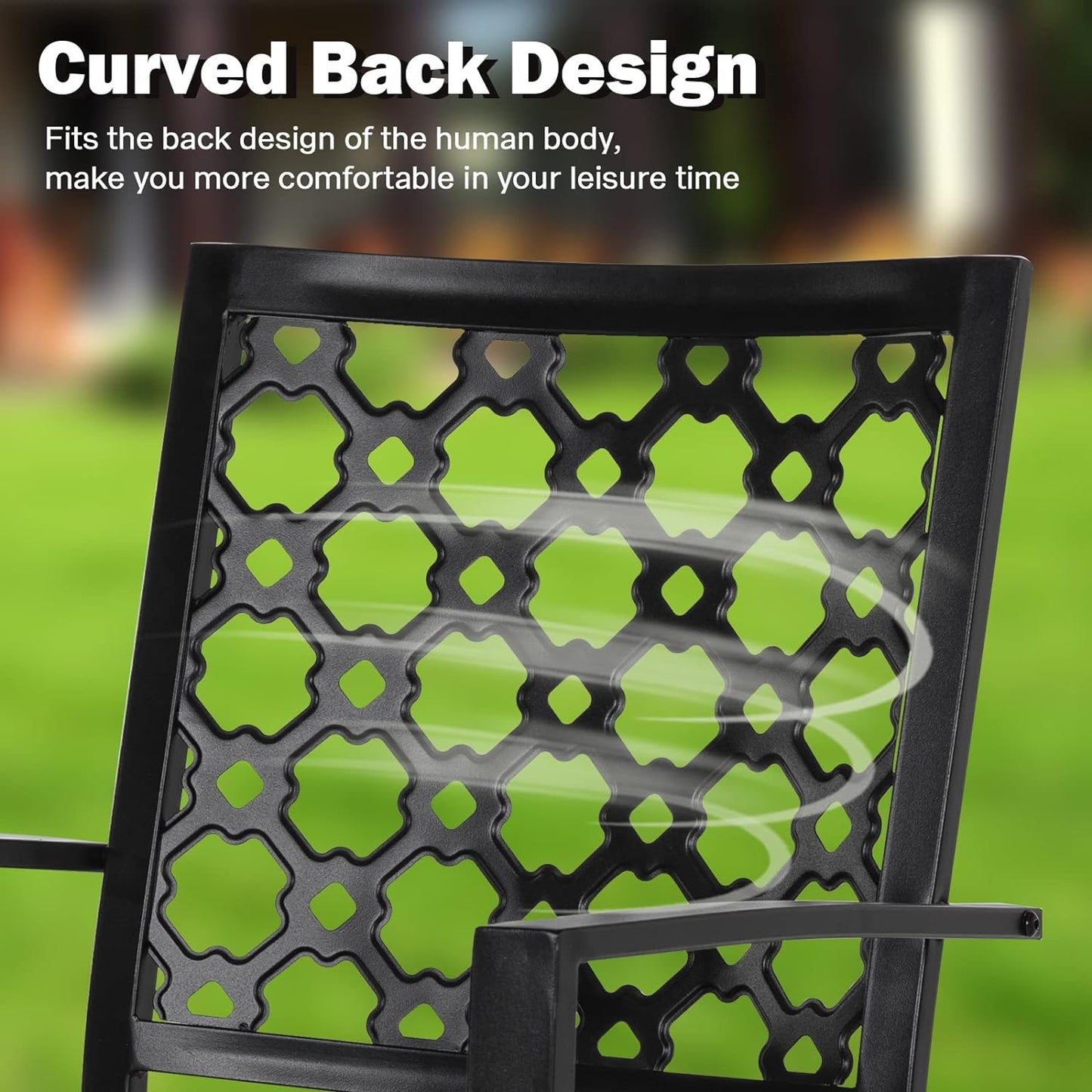 7-Piece Patio Dining Set, 6  Stackable Chairs & 63” Rect Table (1.6"-2" Umbrella Hole)