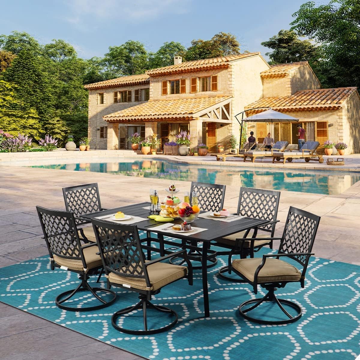 63" Rectangle Outdoor Patio Dining Table for 6 (1.57" Umbrella Hole)