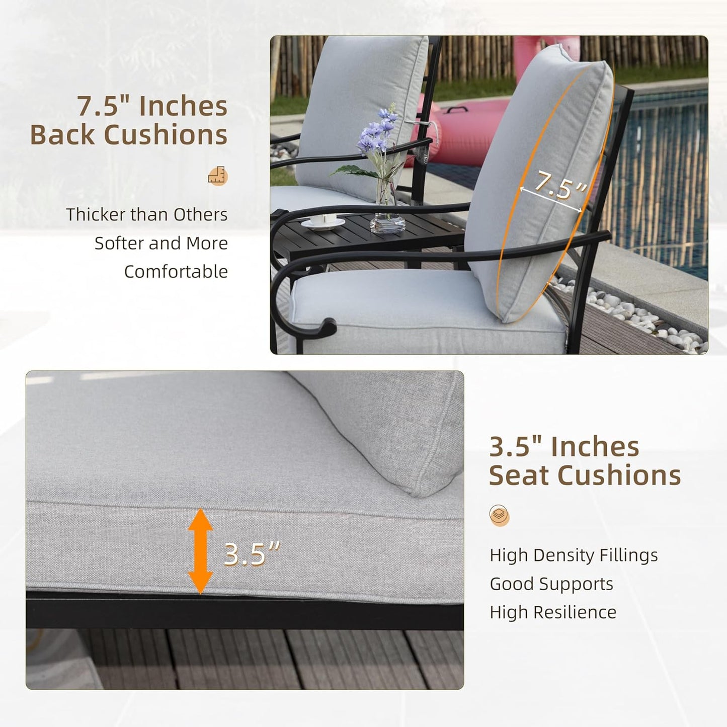 6-piece Patio Conversation Set with Cushions for 4-6 Persons