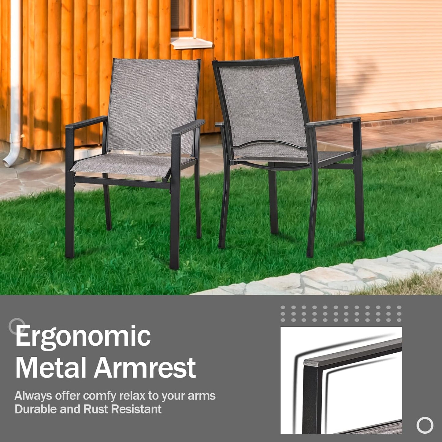 9 Pieces Patio Dining Set for 8, Extendable 78.8" Rectangle Dining Table and 8 Textilene Chairs