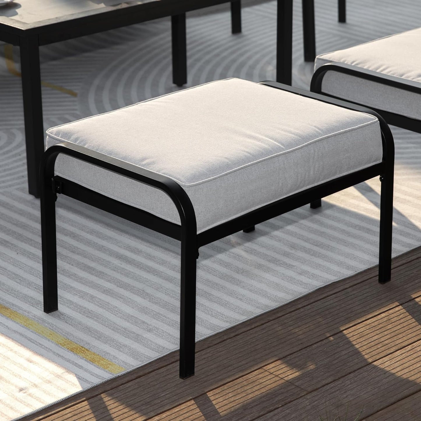 4-Piece Outdoor Conversation Set with Cushions, 2 Patio Sofa Chairs and 2 Ottomans