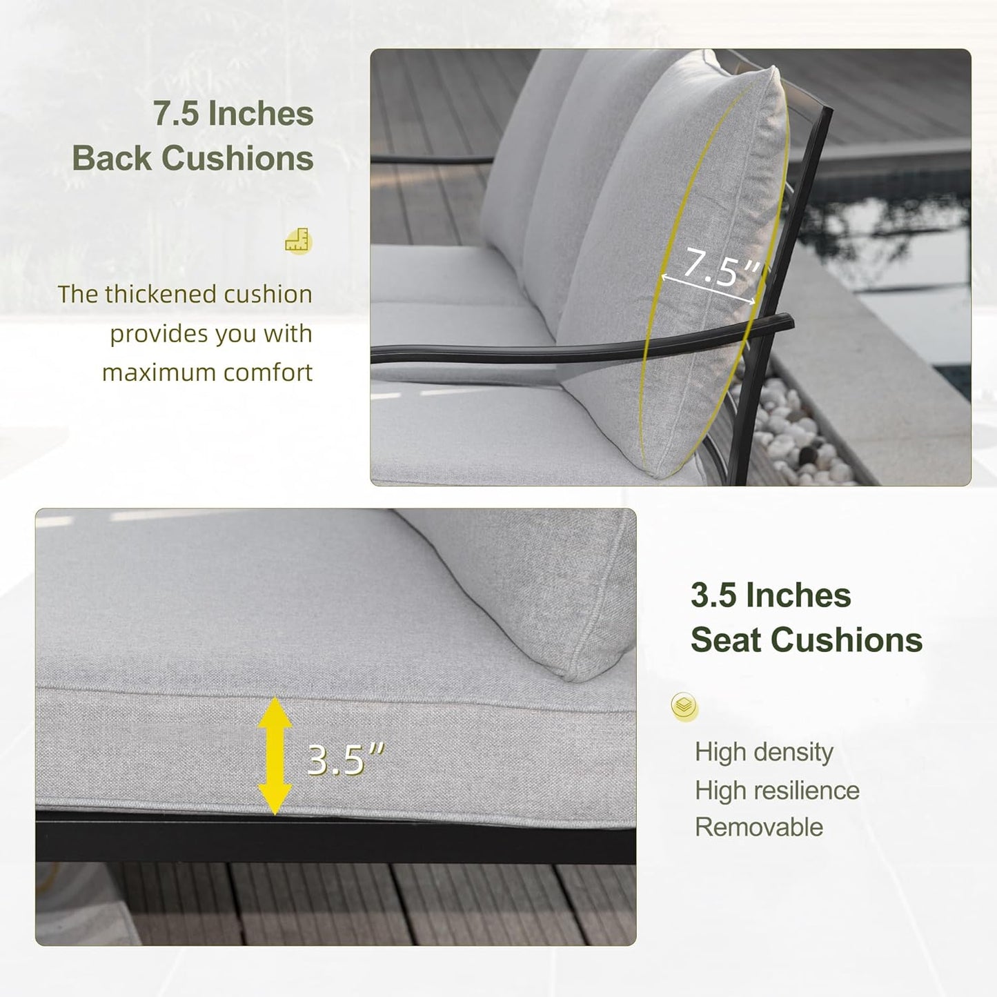 7PCs Patio Conversation Set with Cushions for 7-9 Persons