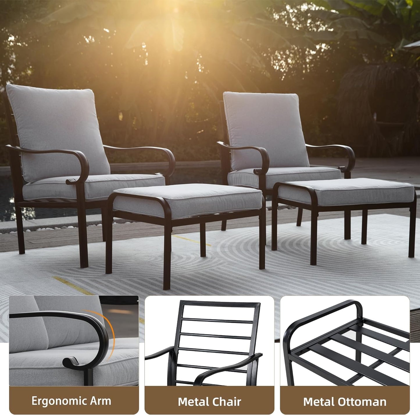 7PCs Patio Conversation Set with Cushions for 7-9 Persons
