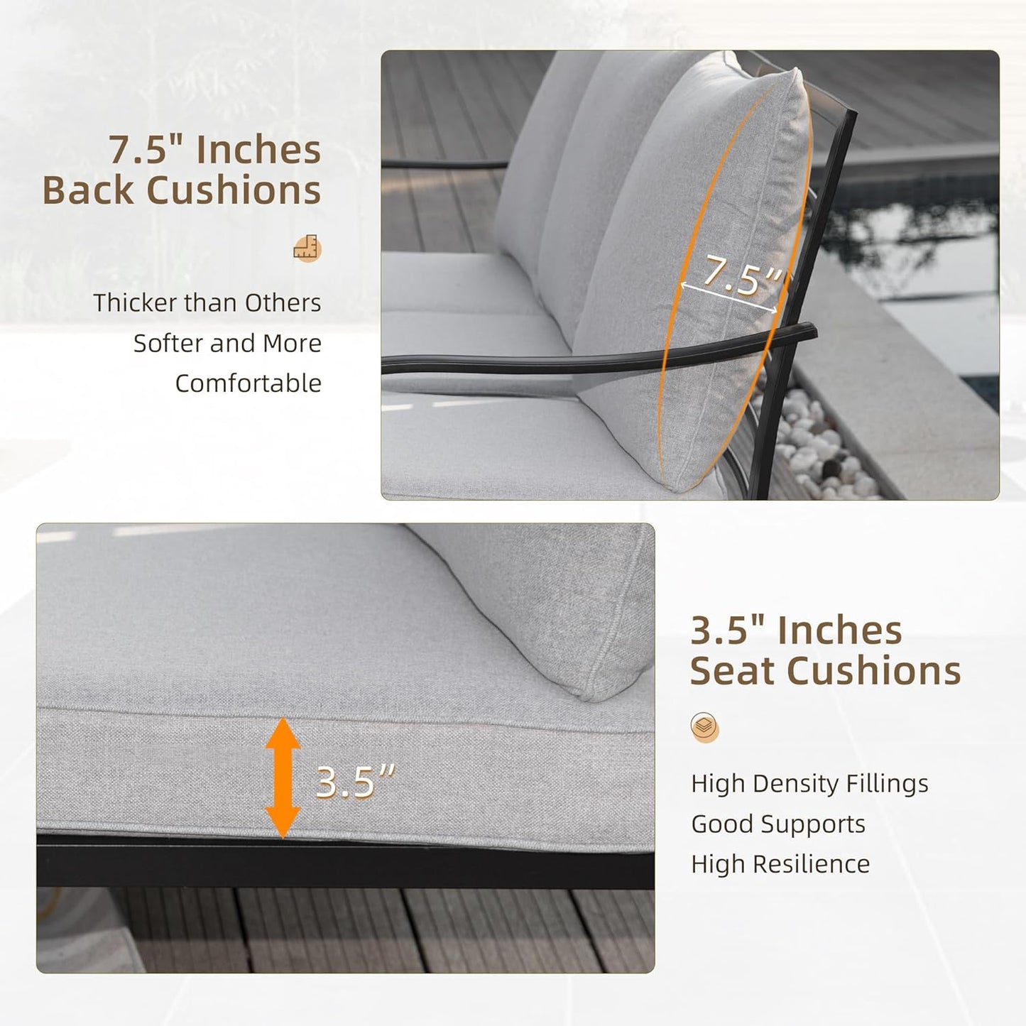 6-Piece Patio Conversation Set with Cushions for 5-7 Persons