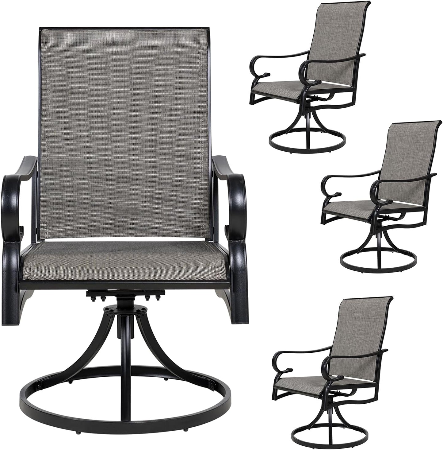 4 PCS Patio Dining Swivel Rocking Chairs Set of 4 Outdoor Textilene High Back Rocker Chairs for Outside Dinner Room Backyard Front Porch Pool Deck