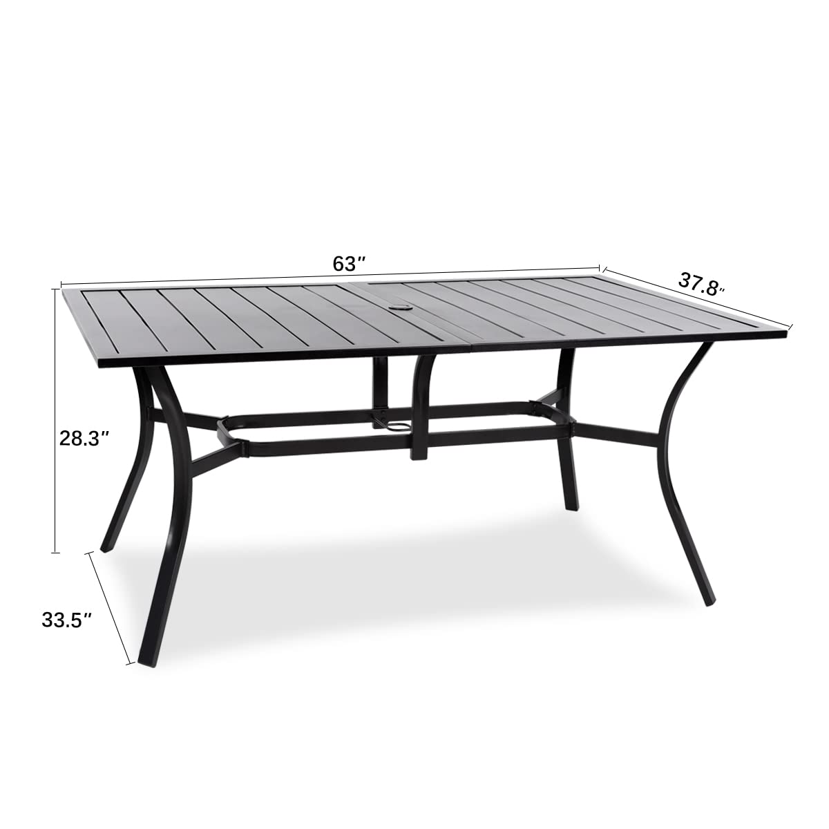 63" Rectangle Outdoor Patio Dining Table for 6 (1.57" Umbrella Hole)