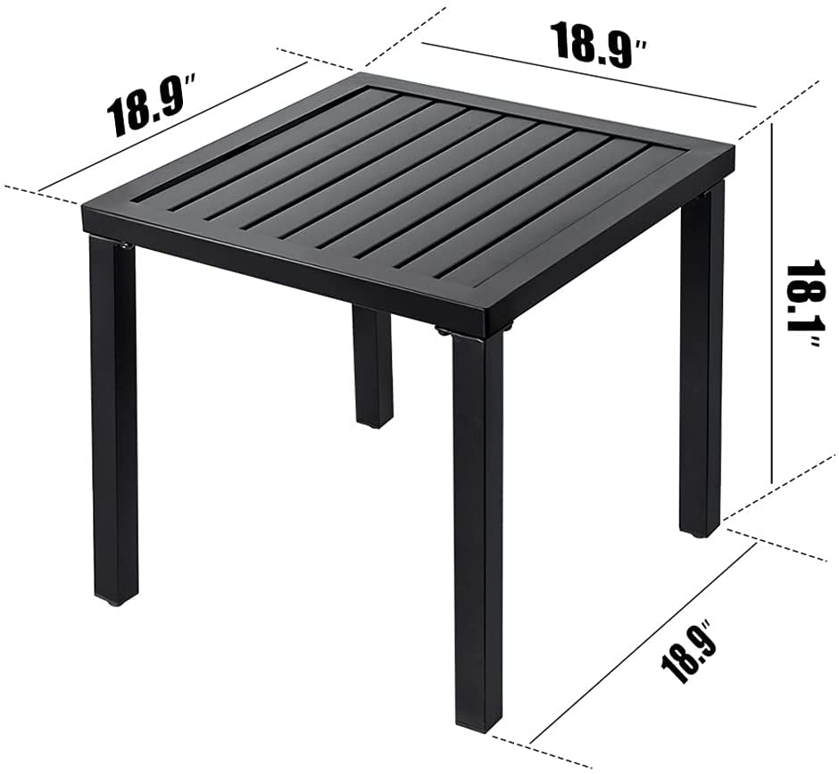 3-Piece Patio Bistro Conversation Set, Outdoor Side Table and 2 Swivel Dining Chairs with Cushions