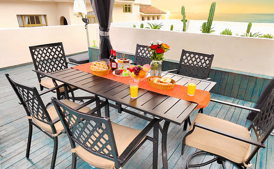 MEOOEM Rectangle Patio Dining Table：A Perfect Addition to Your Garden