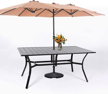 63" Rectangle Outdoor Patio Dining Table for 6 (1.57" Umbrella Hole)