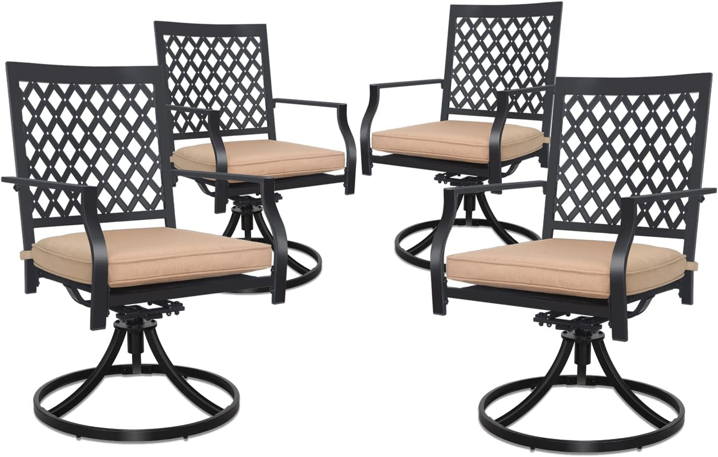 2-Piece Outdoor Swivel Chairs with Cushions, Patio Dining Chairs Set for Bistro Backyard