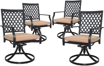 2-Piece Outdoor Swivel Chairs with Cushions, Patio Dining Chairs Set for Bistro Backyard