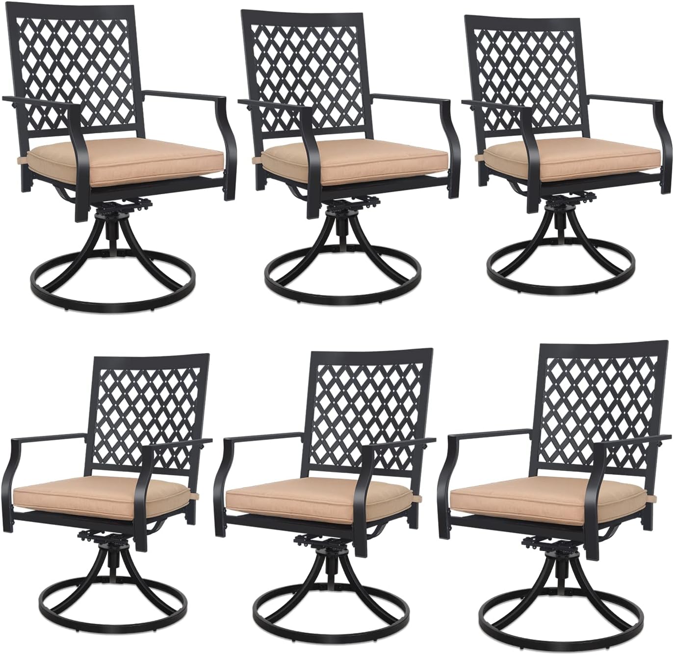 2-Piece Outdoor Swivel Chairs with Cushions, Patio Dining Chairs Set for Bistro Backyard