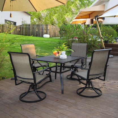 5-Piece Patio Dining Set with 4 Swivel Chairs & Square Table (1.57" Umbrella Hole)