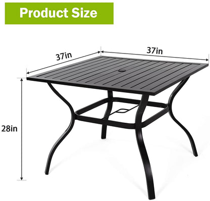 37" Black Metal Patio Dining Table (1.57" Umbrella Hole)