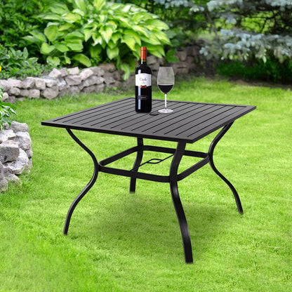 37" Black Metal Patio Dining Table (1.57" Umbrella Hole)